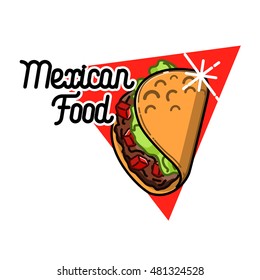Color vintage mexican food emblem