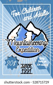 Color vintage mountaineering poster