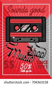 Color vintage music shop banner