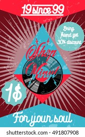 Color vintage music shop poster