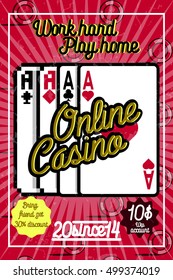 Color vintage online casino poster