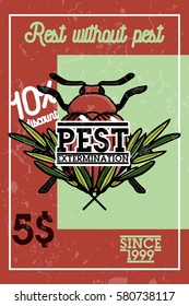 Color vintage pest extermination banner