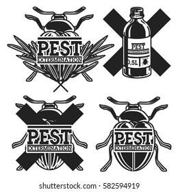 Color vintage pest extermination emblems