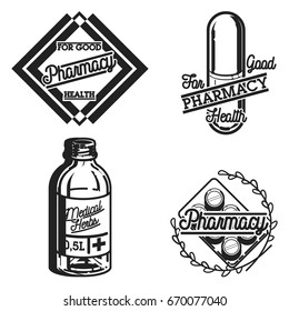 Color vintage pharmacy emblems
