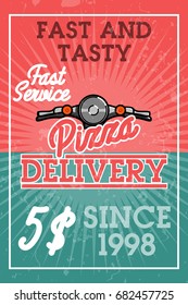Color vintage pizza delivery banner