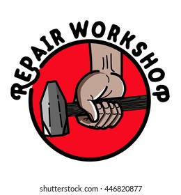 Color vintage repair workshop emblem