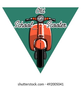 Color vintage scooter emblem. Scooter travel concept.