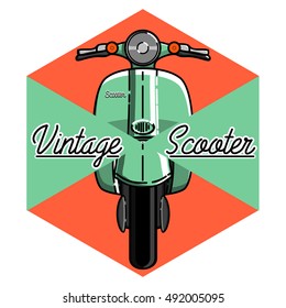 Color vintage scooter emblem. Scooter travel concept.