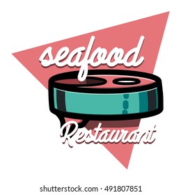 Color vintage seafood restaurant emblem