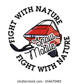 Color vintage snowmobile emblem