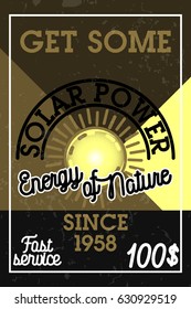 Color vintage solar panels banner