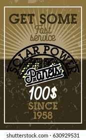 Color vintage solar panels banner