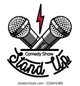 Color vintage Stand up comedy show emblem