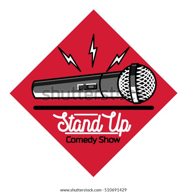 Color vintage Stand
up comedy show emblem