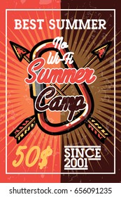 Color vintage summer camp banner. Life is better in summer camp. Trendy typography.
