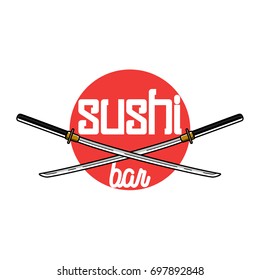 Color vintage sushi bar emblem