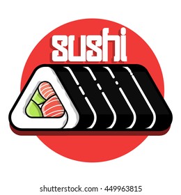 Color vintage sushi emblem