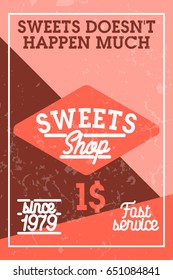 Color vintage sweets shop banner