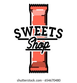 Color vintage sweets shop emblem