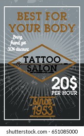 Color vintage tattoo salon banner