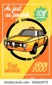 Color vintage taxi poster