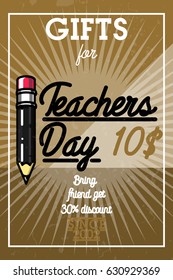 Color vintage teachers day banner