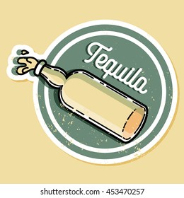 Color vintage tequila emblem