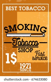 Color vintage tobacco shop banner