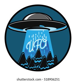 Color vintage ufo emblem