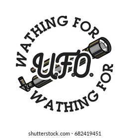 Color vintage UFO emblem, label, badge and design elements. Vector illustration, EPS 10