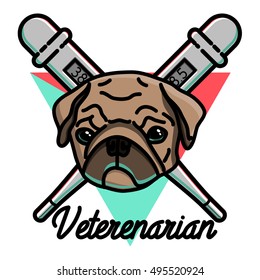 Color vintage veterinarian emblem
