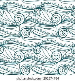 Color vintage wave pattern with triangles. Seamless vector background for your design