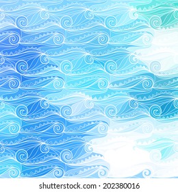 Color vintage wave pattern with triangles. Seamless vector background for your design