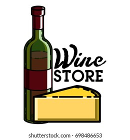 Color vintage wine store emblem