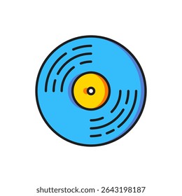Color Vinyl disk icon isolated on white background. Flat filled outline style with shadow. Vector