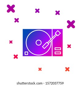 Color Vinyl player with a vinyl disk icon isolated on white background. Gradient random dynamic shapes. Vector Illustration