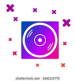 Color Vinyl player with a vinyl disk icon isolated on white background. Gradient random dynamic shapes. Vector Illustration
