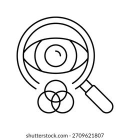 color vision test optometry eye line icon vector. color vision test optometry eye sign. isolated contour symbol black illustration