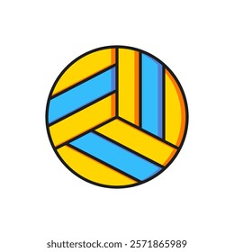 Color Volleyball ball icon isolated on white background. Sport equipment. Flat filled outline style with shadow. Vector