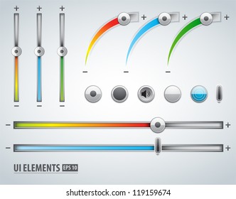 Color Volume Controls UI and web elements on grey background