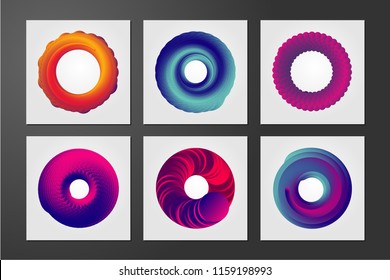 Color vortex. Minimalistic cover design template with spiral shell. Abstract form with curl lines and vibrant color gradient.