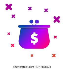 Color Wallet with with dollar symbol icon isolated on white background. Purse icon. Cash savings symbol. Gradient random dynamic shapes. Vector Illustration