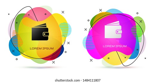 Color Wallet icon isolated on white background. Abstract banner with liquid shapes. Vector Illustration