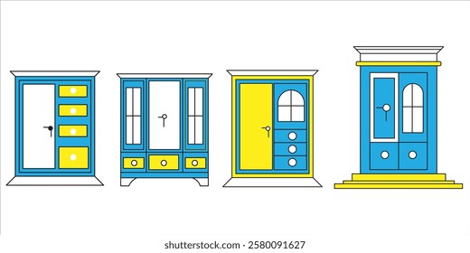 color wardrobe icon, closed wardrobe, eps 10 on white background.