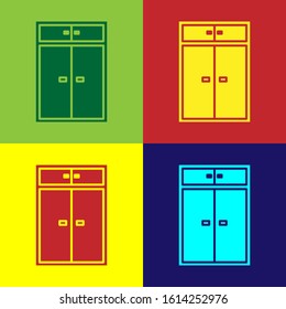 Color Wardrobe icon isolated on color background.  Vector Illustration