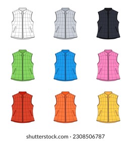 Color warm vest set illustration on white background