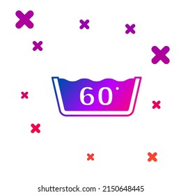 Color Washing under 60 degrees celsius icon isolated on white background. Temperature wash. Gradient random dynamic shapes. Vector