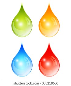 Color water drop set, vector illustration isolated on white background