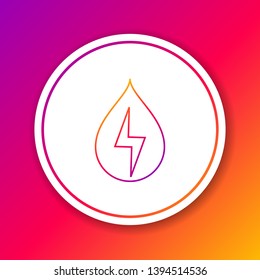 Color Water energy line icon isolated on color background. Ecology concept with water droplet. Alternative energy concept. Circle white button. Vector Illustration