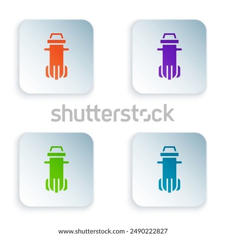 Color Water filter icon isolated on white background. System for filtration of water. Reverse osmosis system. Set colorful icons in square buttons. Vector